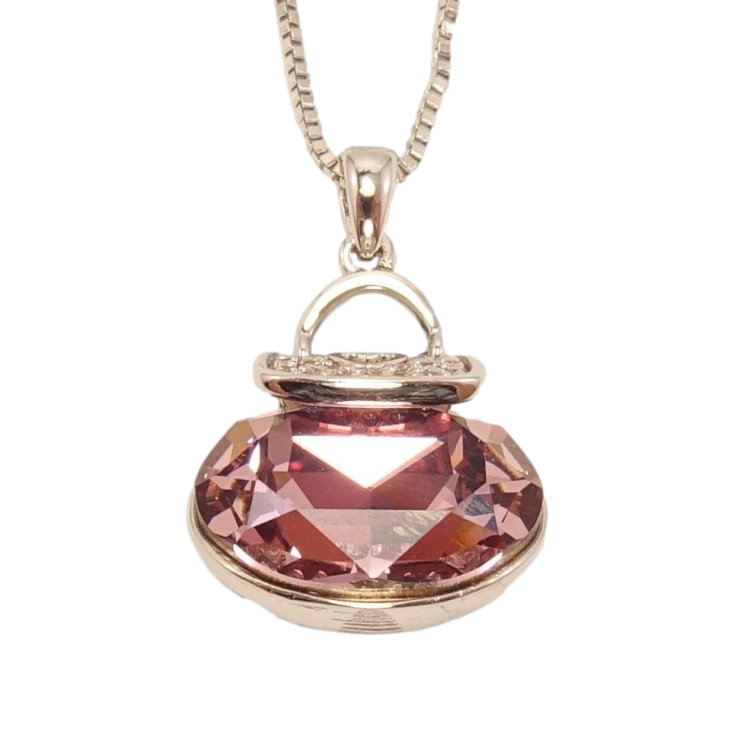 Кулон Xuping колір Родій із кристалами Swarovski на ланцюжку Сумочка кристал Antique Pink довжина 46-51см фото №17