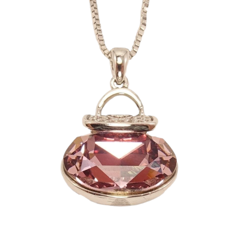 Кулон Xuping колір Родій із кристалами Swarovski на ланцюжку Сумочка кристал Antique Pink довжина 46-51см фото №2 Кулон Xuping колір Родій із кристалами Swarovski на ланцюжку Сумочка кристал Antique Pink довжина 46-51см фото №2
