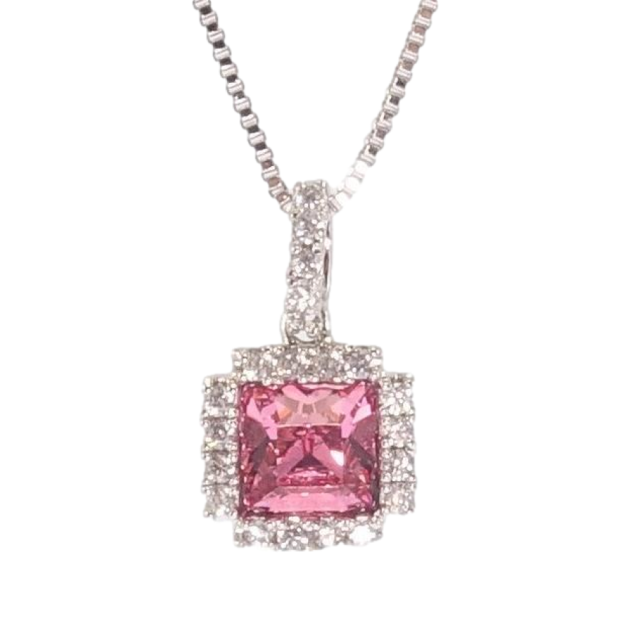 Кулон Xuping колір Родій із кристалами Swarovski на ланцюжку Кристал Rose довжина 47.5-52см фото №1