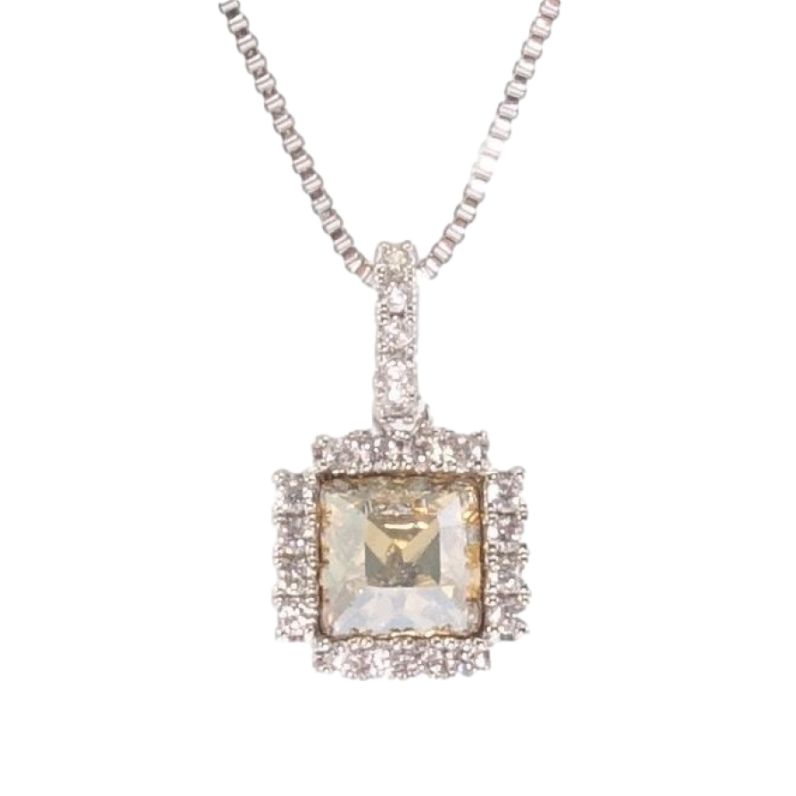 Кулон Xuping колір Родій із кристалами Swarovski на ланцюжку Кристал Light Topaz в інкрустації довжина фото №1