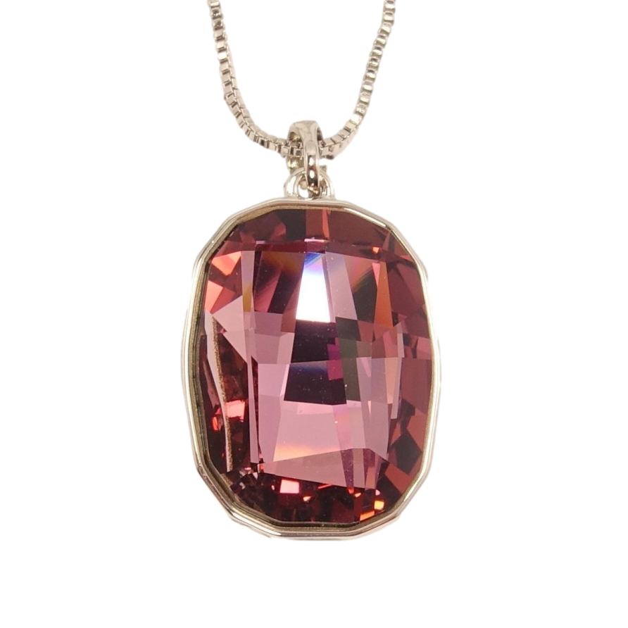 Кулон Xuping колір Родій із кристалами Swarovski на ланцюжку Кристал Burgundy довжина 48-53см фото №1