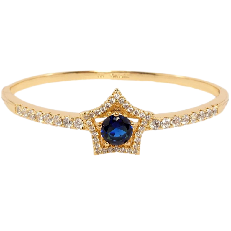 Браслет Xuping Позолота 18K Доріжка цирконію з синьою кришталевою зіркою ø 6см фото №1 Браслет Xuping Позолота 18K Доріжка цирконію з синьою кришталевою зіркою ø 6см фото №1