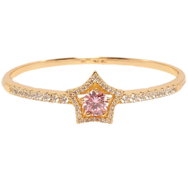 Браслет Xuping Позолота 18K Доріжка цирконію з рожевою кристальною зіркою ø 5,8см фото №1 Браслет Xuping Позолота 18K Доріжка цирконію з рожевою кристальною зіркою ø 5,8см фото №1