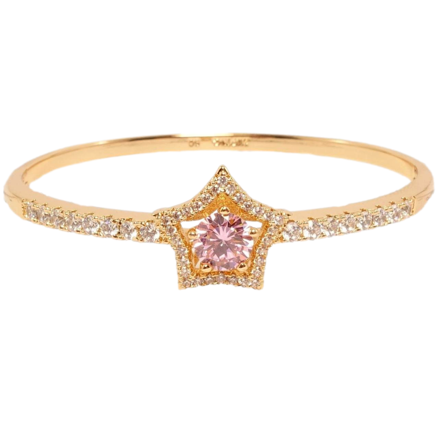 Браслет Xuping Позолота 18K Доріжка цирконію з рожевою кристальною зіркою ø 5,8см фото №1 Браслет Xuping Позолота 18K Доріжка цирконію з рожевою кристальною зіркою ø 5,8см фото №1