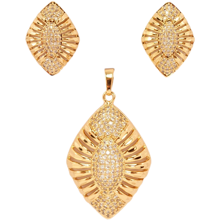 Набор Xuping Позолота 18K Серьги Кулон Изящные ромбы с цирконием фото №1