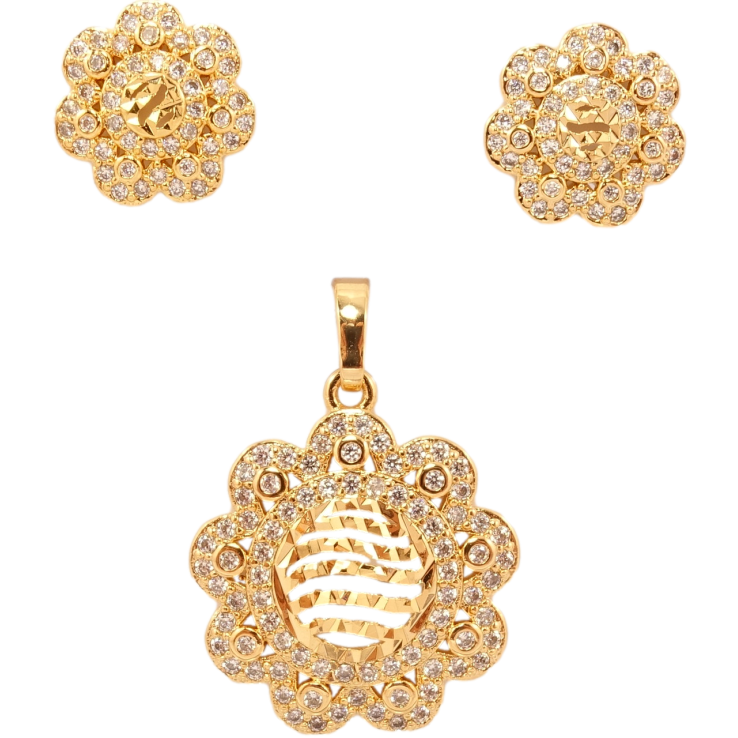 Набір Xuping Позолота 18K Сережки Кулон Казкова квітка фото №25