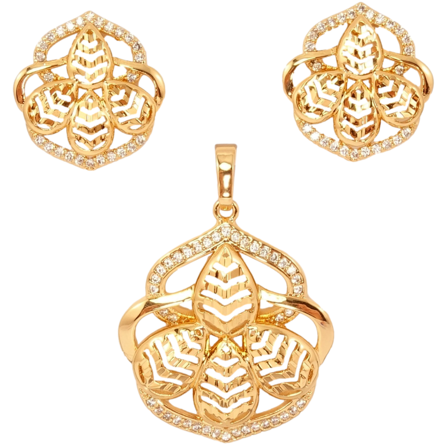 Набір Xuping Позолота 18K Сережки Кулон Чарівний орнамент з цирконієм фото №1 Набір Xuping Позолота 18K Сережки Кулон Чарівний орнамент з цирконієм фото №1