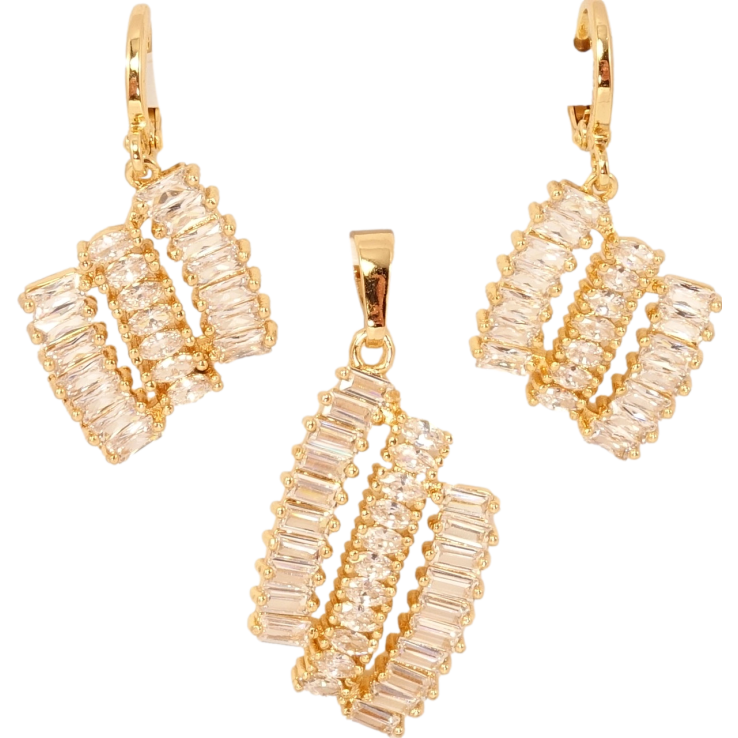 Набір Xuping Позолота 18K Сережки Кулон Чарівний блиск кристалів фото №12