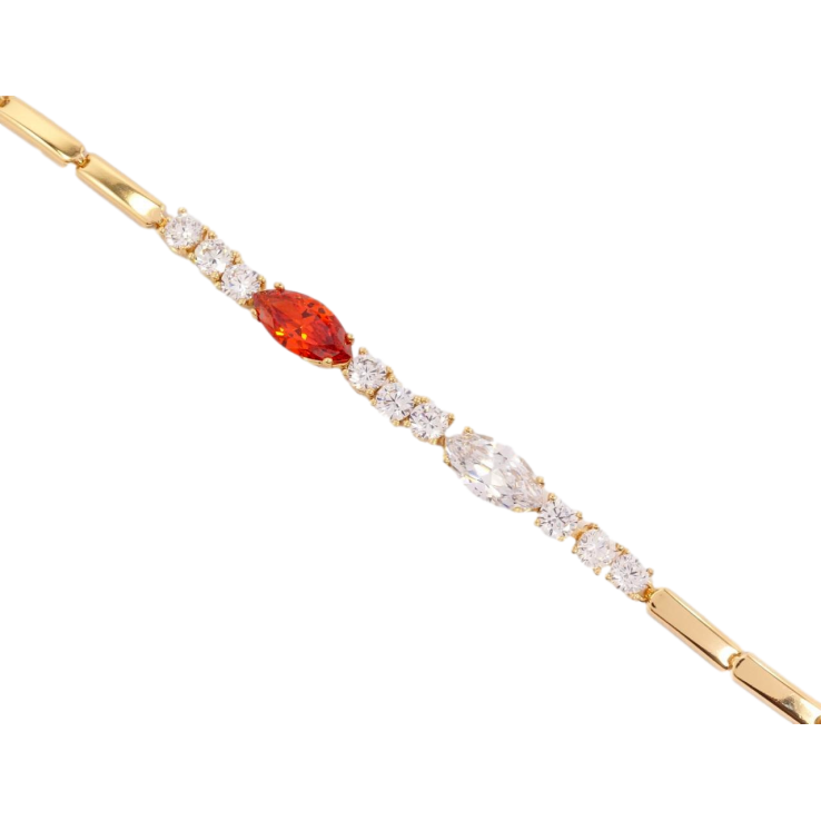 Браслет Xuping Позолота 18K Два кристали та три секції цирконій довжина 18,5см фото №3