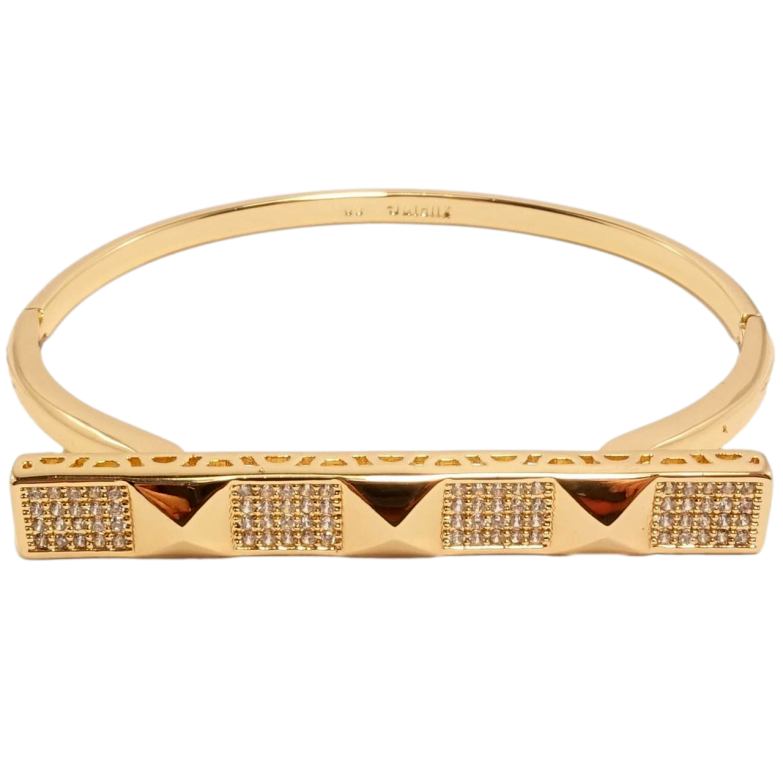 Браслет Xuping Позолота 18K Пластина з пірамідками та вставками цирконію ø 6см фото №1