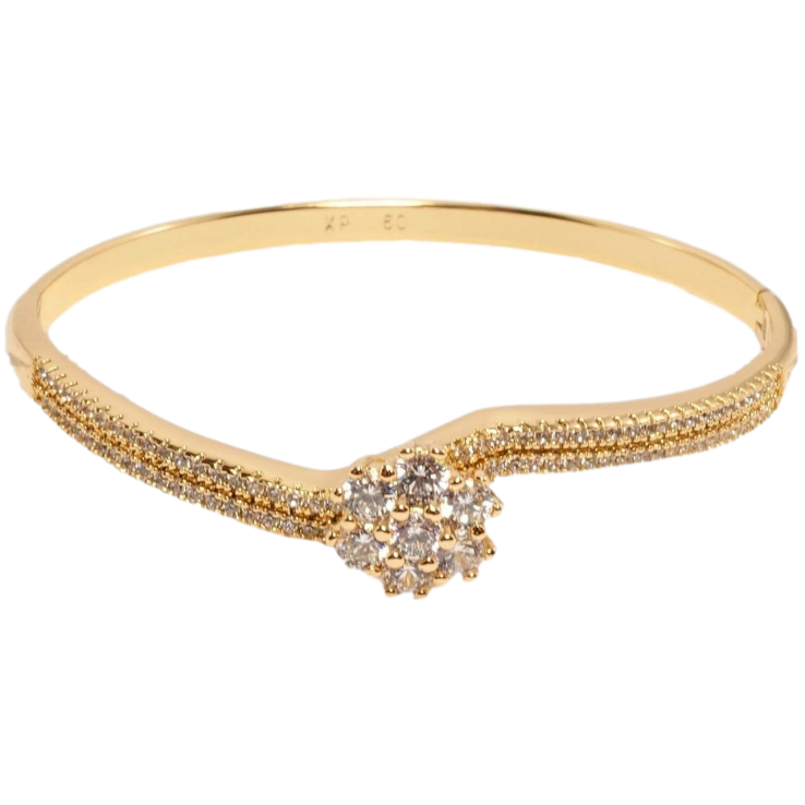 Браслет Xuping Позолота 18K Подвійна хвиляста доріжка цирконію з кристальною квіткою ø 6см фото №17 Браслет Xuping Позолота 18K Подвійна хвиляста доріжка цирконію з кристальною квіткою ø 6см фото №17