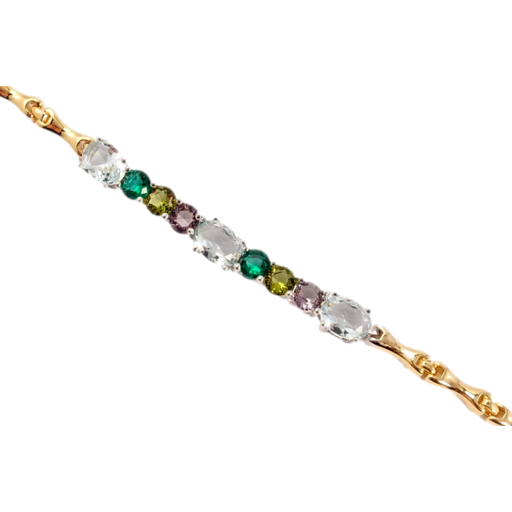 Браслет Xuping Позолота + Родій Феєрія кольорових кристалів довжина з доп.замком 17,19см фото №18