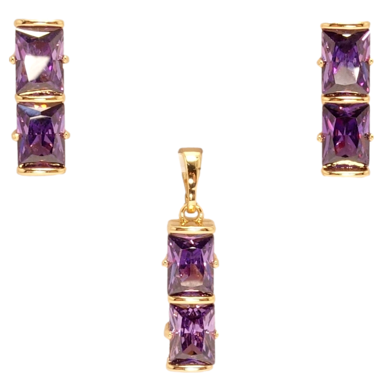 Набор Xuping Позолота 18K Серьги Кулон Фиолетовые кристаллы фото №1