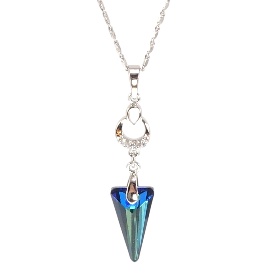 Кулон Xuping колір Родій із кристалами Swarovski на ланцюжку Кристал стріла Capri Blue довжина 39,5-45см фото №1