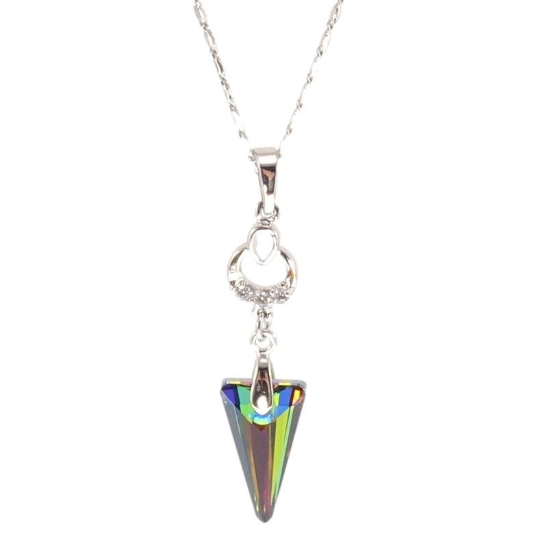 Кулон Xuping цвет Родий с кристаллами Swarovski на цепочке Кристалл стрела Vitrail Medium длина 39,5-45см фото №1