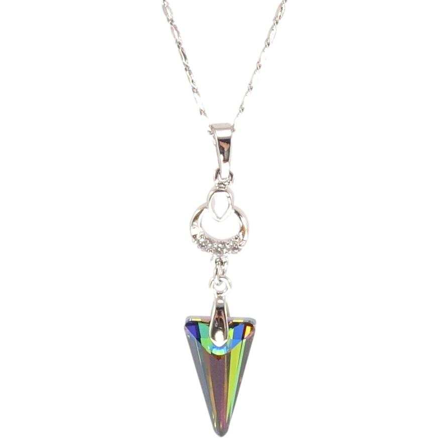 Кулон Xuping цвет Родий с кристаллами Swarovski на цепочке Кристалл стрела Vitrail Medium длина 39,5-45см фото №1