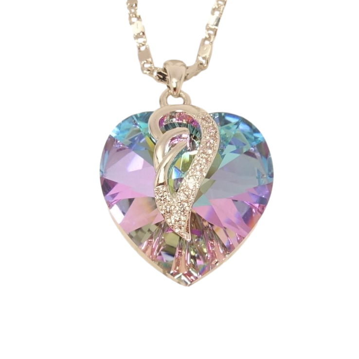 Кулон Xuping колір Родій із кристалами Swarovski на ланцюжку Кристал серця Paradise Shine довжина 38,5-43,5см фото №25