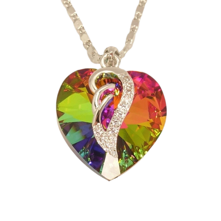 Кулон Xuping колір Родій із кристалами Swarovski на ланцюжку Кристал серця Vitrail Medium довжина 38,5-43,5см фото №22