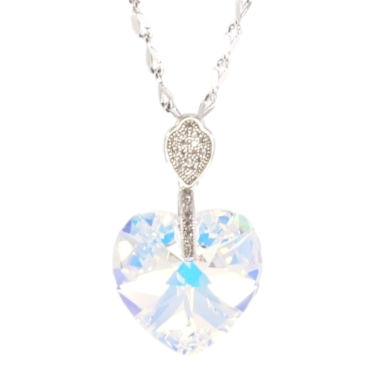Кулон Xuping колір Родій із кристалами Swarovski на ланцюжку Кристал серця Shimmer довжина 39-44см фото №23