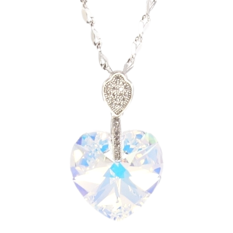 Кулон Xuping колір Родій із кристалами Swarovski на ланцюжку Кристал серця Shimmer довжина 39-44см фото №1 Кулон Xuping колір Родій із кристалами Swarovski на ланцюжку Кристал серця Shimmer довжина 39-44см фото №1