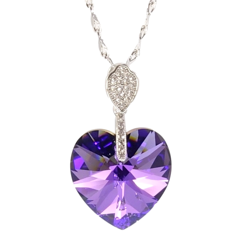Кулон Xuping цвет Родий с кристаллами Swarovski на цепочке Кристалл сердечко Heliotrope длина 40-45см фото №1