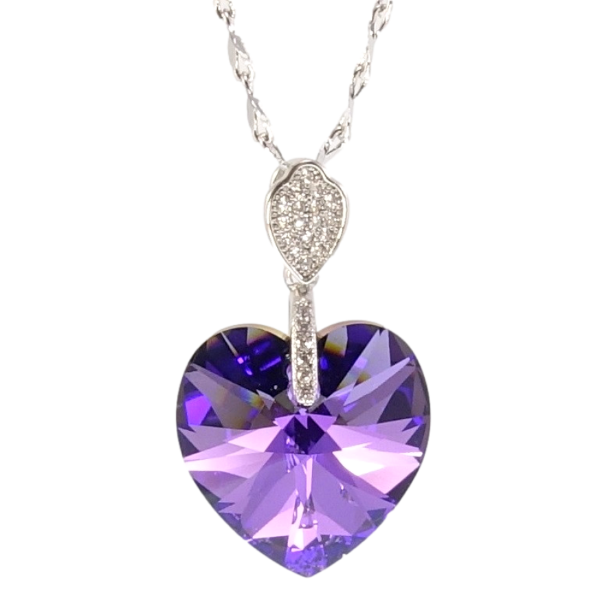 Кулон Xuping колір Родій з кристалами Swarovski на ланцюжку Кристал серця Heliotrope довжина 40-45см фото №1