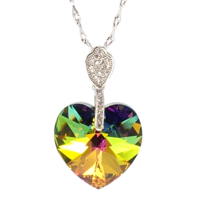 Кулон Xuping цвет Родий с кристаллами Swarovski на цепочке Кристалл сердечко Vitrail Medium длина 39-44см фото №9