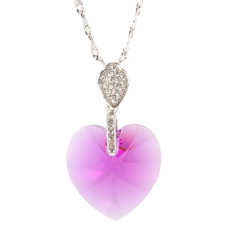 Кулон Xuping цвет Родий с кристаллами Swarovski на цепочке Кристалл сердечко Ruby длина 39-44см фото №1