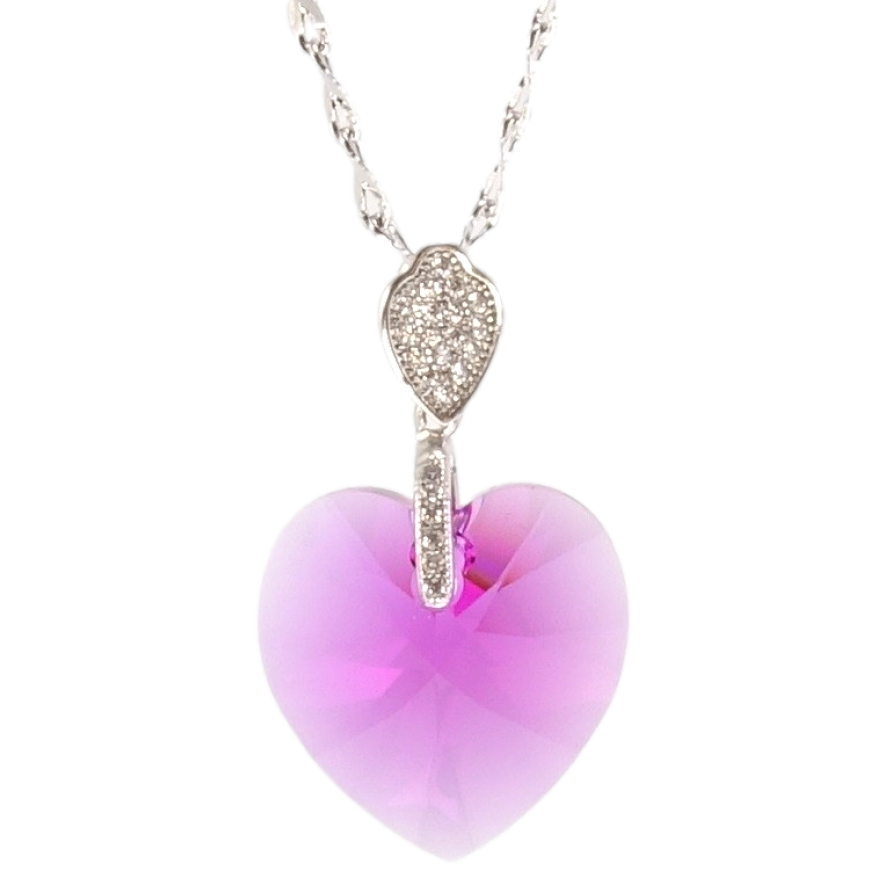 Кулон Xuping колір Родій із кристалами Swarovski на ланцюжку Кристал серця Ruby довжина 39-44см фото №1