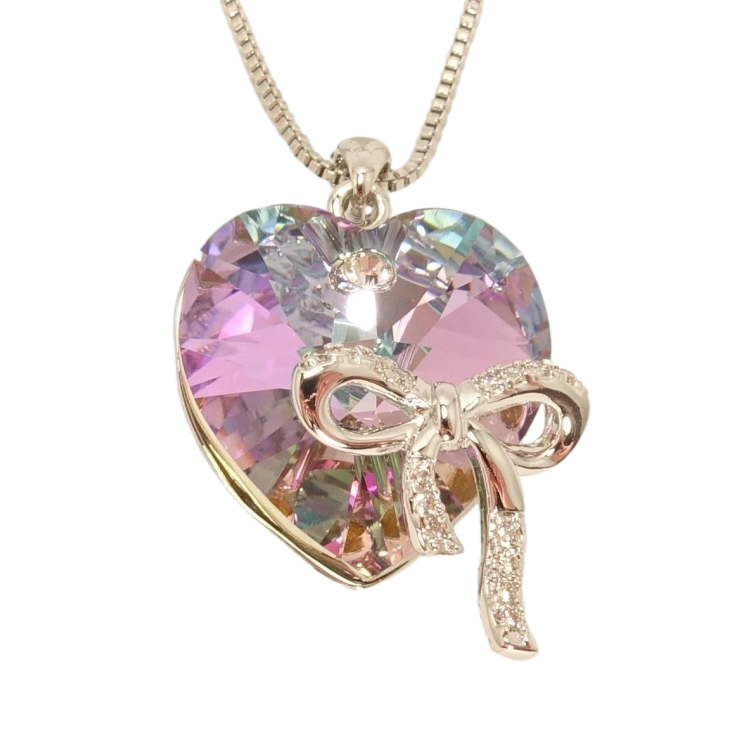 Кулон Xuping колір Родій із кристалами Swarovski на ланцюжку Серце кристал Paradise Shinе з бантом довжина фото №19