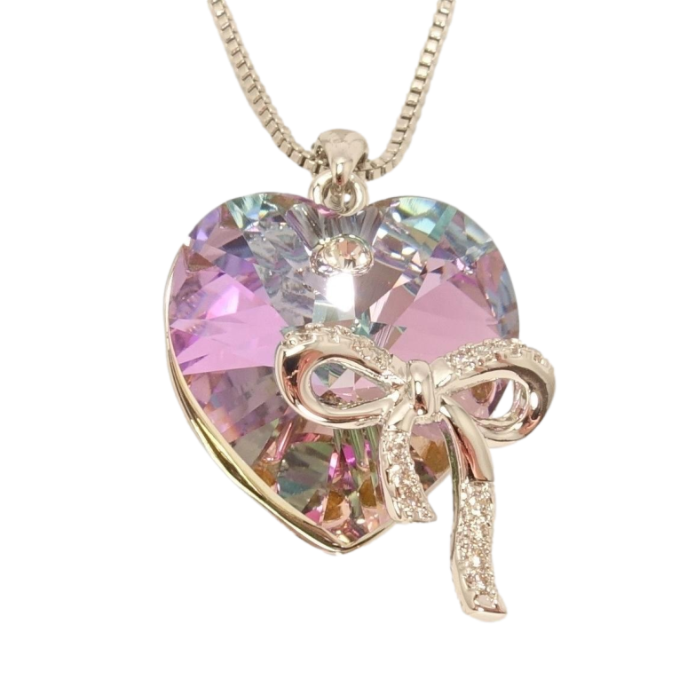 Кулон Xuping колір Родій із кристалами Swarovski на ланцюжку Серце кристал Paradise Shinе з бантом довжина фото №1 Кулон Xuping колір Родій із кристалами Swarovski на ланцюжку Серце кристал Paradise Shinе з бантом довжина фото №1