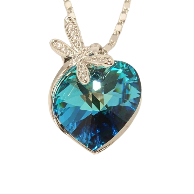 Кулон Xuping колір Родій із кристалами Swarovski на ланцюжку Серце кристал Metallic Blue зі бабкою довжина фото №20