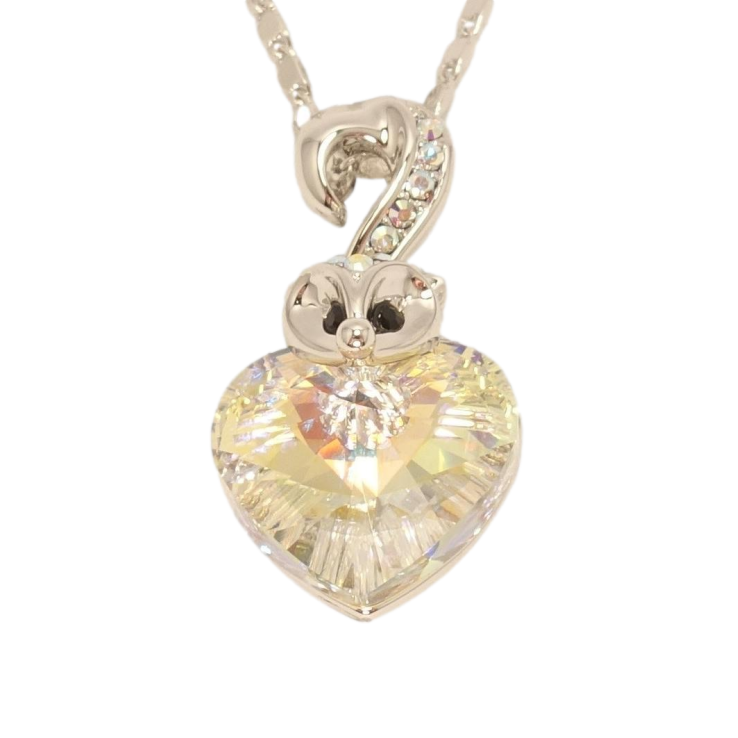 Кулон Xuping колір Родій із кристалами Swarovski на ланцюжку Серце кристал Shimmer c лисичкою довжина 38,5-43,5см фото №4