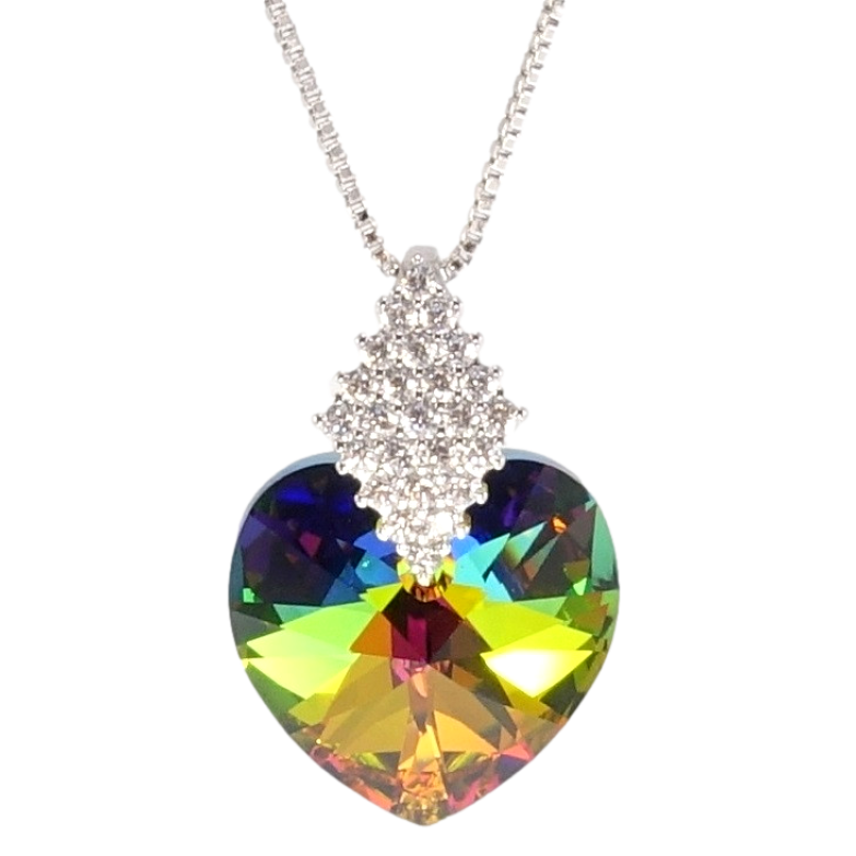 Кулон Xuping цвет Родий с кр-ми Swarovski на цепочке Кристальное сердце Vitrail Medium длина 40-44,5см фото №1