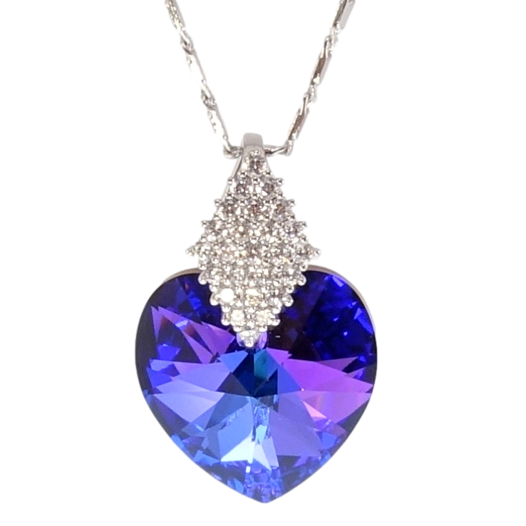 Кулон Xuping колір Родій з кр-ми Swarovski на ланцюжку Кристальне серце Majestic Blue довжина 40-45см фото №12