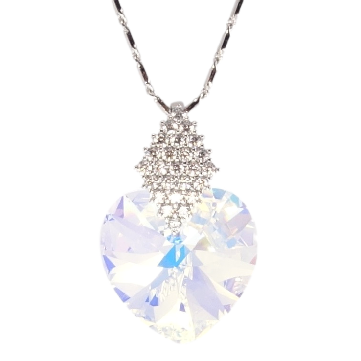 Кулон Xuping колір Родій з кр-ми Swarovski на ланцюжку Кристальне серце Shimmer довжина 40-45см фото №10