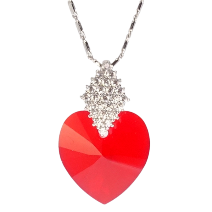 Кулон Xuping колір Родій з кр-ми Swarovski на ланцюжку Кристальне серце Light Siam довжина 40-45см фото №7 Кулон Xuping колір Родій з кр-ми Swarovski на ланцюжку Кристальне серце Light Siam довжина 40-45см фото №7