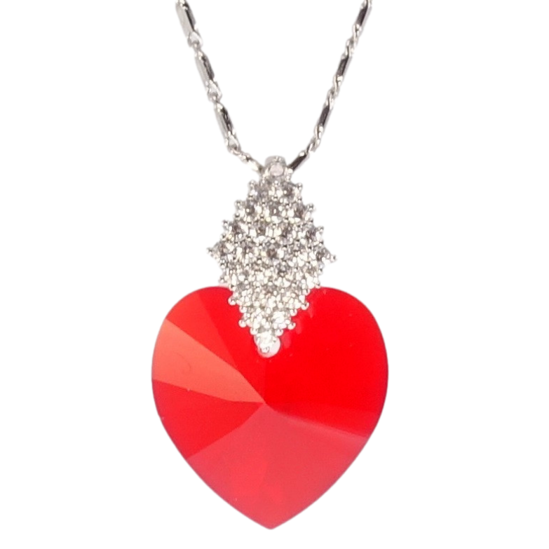 Кулон Xuping колір Родій з кр-ми Swarovski на ланцюжку Кристальне серце Light Siam довжина 40-45см фото №1 Кулон Xuping колір Родій з кр-ми Swarovski на ланцюжку Кристальне серце Light Siam довжина 40-45см фото №1