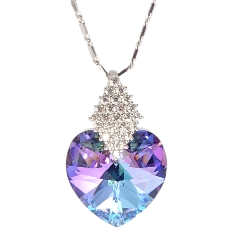 Кулон Xuping колір Родій з кр-ми Swarovski на ланцюжку Кристальне серце Paradise Shine довжина 40-45см фото №1