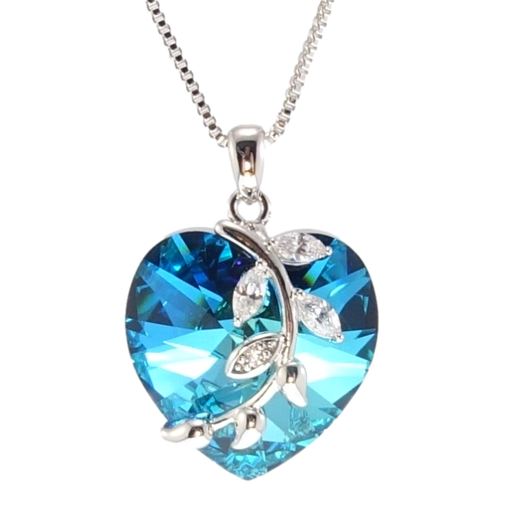 Кулон Xuping колір Родій з кр-ми Swarovski на ланцюжку Кристальне серце Metallic Blue з гілочкою довжина фото №5 Кулон Xuping колір Родій з кр-ми Swarovski на ланцюжку Кристальне серце Metallic Blue з гілочкою довжина фото №5