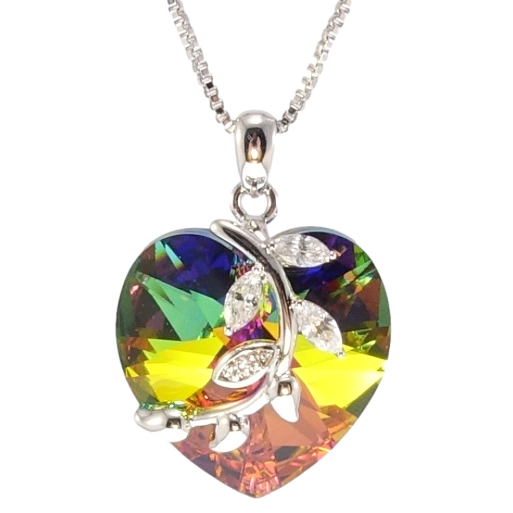 Кулон Xuping колір Родій з кр-ми Swarovski на ланцюжку Кристальне серце Vitrail Medium з гілочкою довжина фото №5