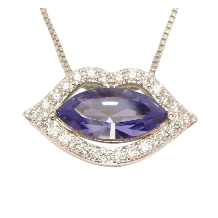 Кулон Xuping колір Родій з кр-ми Swarovski на ланцюжку Губи з кристалом Tanzanite довжина 39,5-44,5см фото №11 Кулон Xuping колір Родій з кр-ми Swarovski на ланцюжку Губи з кристалом Tanzanite довжина 39,5-44,5см фото №11