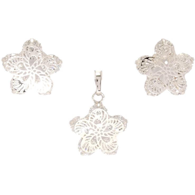 Набір Xuping Родій Сережки Кулон Кристали з квітковою накладкою фото №6 Набір Xuping Родій Сережки Кулон Кристали з квітковою накладкою фото №6