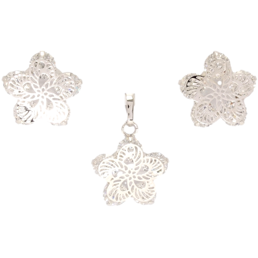 Набор Xuping Родий Серьги Кулон Кристаллы с цветочной накладкой фото №1