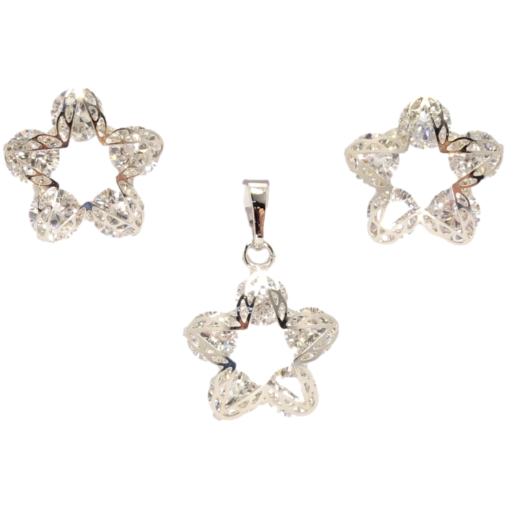 Набір Xuping Родій Сережки Кулон Квіти із кристалів з накладкою фото №22 Набір Xuping Родій Сережки Кулон Квіти із кристалів з накладкою фото №22