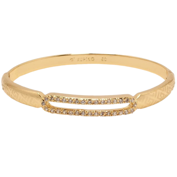 Браслет Xuping Позолота 18K Декоративна вставка з цирконієм та грецький орнамент напиленням ø 6см фото №22