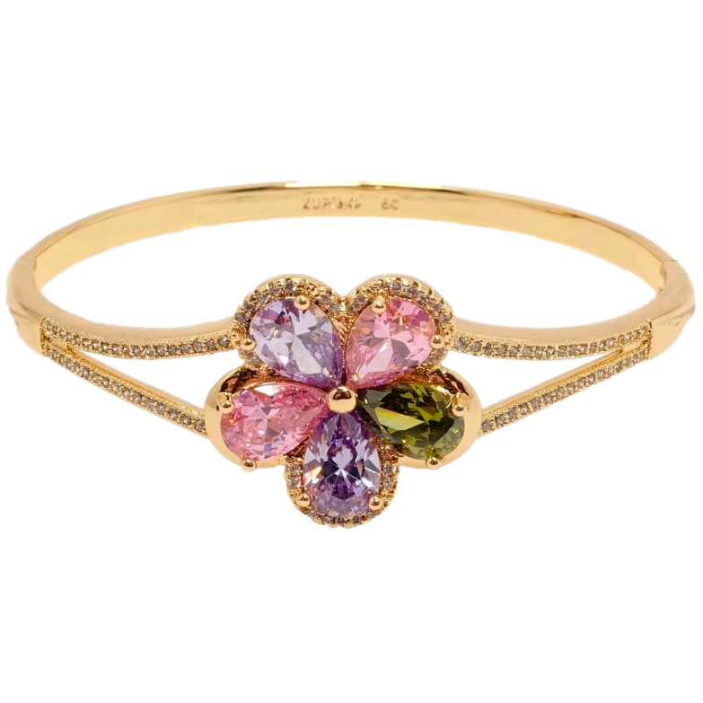 Браслет Xuping Позолота 18K Кольорова кристальна квіточка ø 6см фото №1