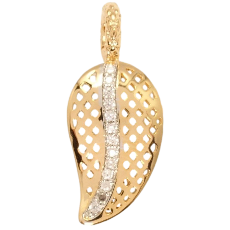 Кулон Xuping Позолота + Родій Листик з доріжкою цирконію фото №1