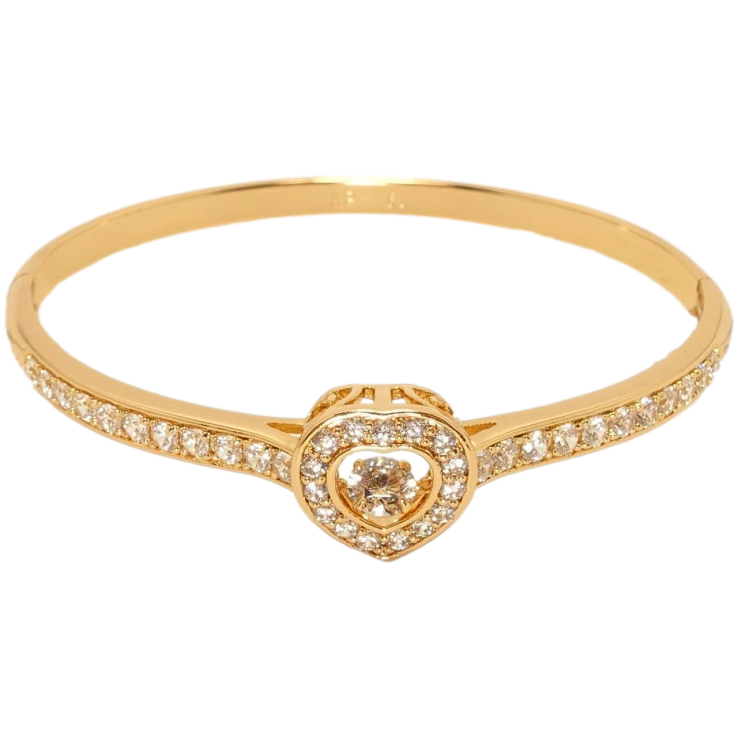 Браслет Xuping Позолота 18K Доріжка цирконію із серцем і танцюючим кристалом ø 6см фото №13