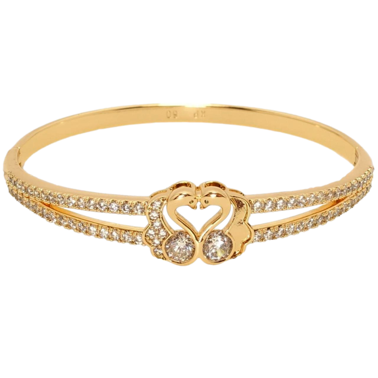 Браслет Xuping Позолота 18K Подвійна шинка з цирконієм та лебедями ø 6см фото №16 Браслет Xuping Позолота 18K Подвійна шинка з цирконієм та лебедями ø 6см фото №16